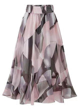 Load image into Gallery viewer, Italian Pink Print Wrinkled Lace Up Patchwork Chiffon Skirts Summer