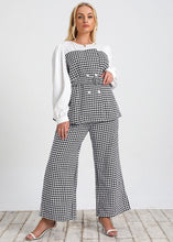 Load image into Gallery viewer, Italian Plaid Sashes Patchwork Tops And Pants Cotton Two Piece Set Long Sleeve