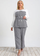 Load image into Gallery viewer, Italian Plaid Sashes Patchwork Tops And Pants Cotton Two Piece Set Long Sleeve