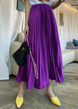 Load image into Gallery viewer, Italian Purple Wrinkled Exra Large Hem Silk Skirts Spring