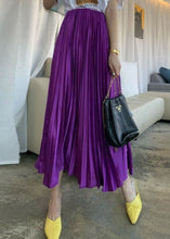 Load image into Gallery viewer, Italian Purple Wrinkled Exra Large Hem Silk Skirts Spring