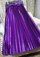 Load image into Gallery viewer, Italian Purple Wrinkled Exra Large Hem Silk Skirts Spring