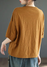 Load image into Gallery viewer, Italian Yellow O Neck Print Patchwork Cotton T Shirt Tops Summer