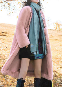 Italian pink fine crane coats pattern embroidery outwears