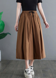 Khaki Elastic Waist Solid Wide Leg Pants