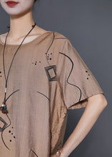 Load image into Gallery viewer, Khaki Print Linen Two Pieces Set Low High Design Summer