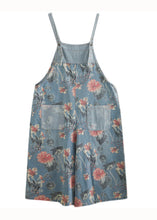 Load image into Gallery viewer, Light Blue Print Patchwork Denim Jumpsuit Pockets Summer