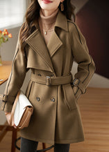 Load image into Gallery viewer, Light Coffee Pockets Patchwork Sashes Thick Woolen Coats Long Sleeve