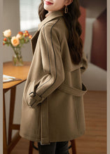 Load image into Gallery viewer, Light Coffee Pockets Patchwork Sashes Thick Woolen Coats Long Sleeve