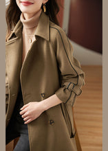 Load image into Gallery viewer, Light Coffee Pockets Patchwork Sashes Thick Woolen Coats Long Sleeve