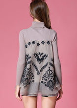 Load image into Gallery viewer, Light Grey Patchwork Knit Top Embroideried Organza Spring