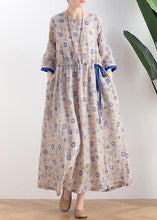 Load image into Gallery viewer, Literary small daisy mid-length dress waist ming 2021 new ramie printed skirt