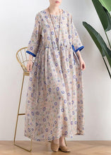 Load image into Gallery viewer, Literary small daisy mid-length dress waist ming 2021 new ramie printed skirt