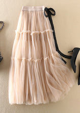 Load image into Gallery viewer, Loose Beige Bow wrinkled Tulle Skirt Spring