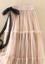 Load image into Gallery viewer, Loose Beige Bow wrinkled Tulle Skirt Spring