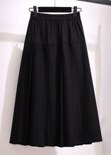 Load image into Gallery viewer, Loose Black Button High Waist Patchwork Cotton Pleated Skirt Fall