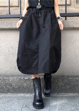 Load image into Gallery viewer, Loose Black Drawstring Patchwork Elastic Waist Lantern Skirts