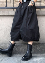 Load image into Gallery viewer, Loose Black Drawstring Patchwork Elastic Waist Lantern Skirts