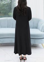 Load image into Gallery viewer, Loose Black O Neck Print FalseTwo Pieces Cotton Maxi Dress Fall