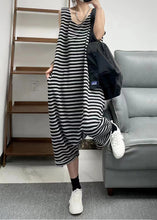 Load image into Gallery viewer, Loose Black O Neck Striped Patchwork Knitting Cotton Jumpsuit Sleeveless