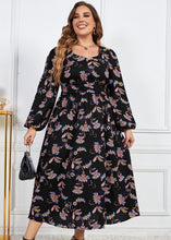 Load image into Gallery viewer, Loose Black Print Wrinkled Patchwork Cotton Dresses Fall