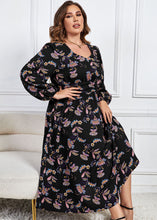 Load image into Gallery viewer, Loose Black Print Wrinkled Patchwork Cotton Dresses Fall