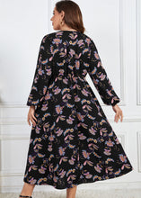 Load image into Gallery viewer, Loose Black Print Wrinkled Patchwork Cotton Dresses Fall