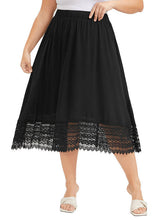 Load image into Gallery viewer, Loose Black Wrinkled Lace Patchwork Chiffon A Iine Skirts Summer