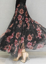 Load image into Gallery viewer, Loose Black Wrinkled Print Exra Large Hem Tulle Skirt Spring