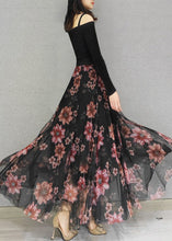 Load image into Gallery viewer, Loose Black Wrinkled Print Exra Large Hem Tulle Skirt Spring