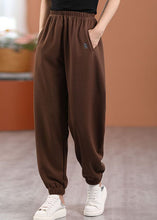 Load image into Gallery viewer, Loose Chocolate Letter Embroideried Elastic Waist Cotton Pants Spring