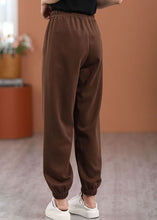 Load image into Gallery viewer, Loose Chocolate Letter Embroideried Elastic Waist Cotton Pants Spring