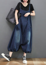 Load image into Gallery viewer, Loose Dark Blue Slash Neck Patchwork Lantern Jumpsuit Summer