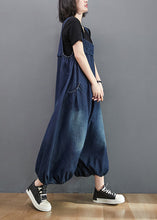 Load image into Gallery viewer, Loose Dark Blue Slash Neck Patchwork Lantern Jumpsuit Summer