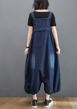 Load image into Gallery viewer, Loose Dark Blue Slash Neck Patchwork Lantern Jumpsuit Summer