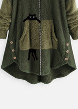 Load image into Gallery viewer, Loose Green Hooded Print Zippered Patchwork Teddy Faux Fur Coat Fall