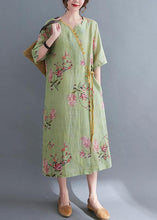 Load image into Gallery viewer, Loose Green Print Button Maxi Summer Chiffon Dress