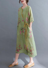 Load image into Gallery viewer, Loose Green Print Button Maxi Summer Chiffon Dress