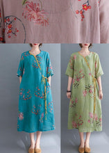 Load image into Gallery viewer, Loose Green Print Button Maxi Summer Chiffon Dress