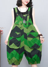 Load image into Gallery viewer, Loose Green Slash Neck Print Lantern Jumpsuit Summer