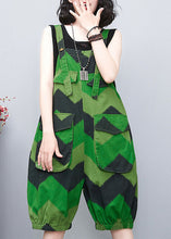 Load image into Gallery viewer, Loose Green Slash Neck Print Lantern Jumpsuit Summer