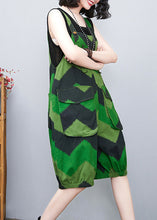 Load image into Gallery viewer, Loose Green Slash Neck Print Lantern Jumpsuit Summer