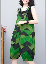 Load image into Gallery viewer, Loose Green Slash Neck Print Lantern Jumpsuit Summer