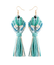 Load image into Gallery viewer, Loose Light Green Cotton Thread Rice Ball Tassel Carp Drop Earrings