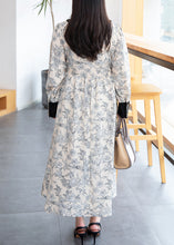 Load image into Gallery viewer, Loose Peter Pan Collar Print Patchwork Cotton Long Dresses Fall