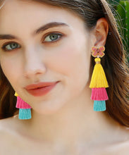 Load image into Gallery viewer, Loose Pink Coloured Glaze Tassle Butterfly Drop Earrings