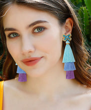 Load image into Gallery viewer, Loose Pink Coloured Glaze Tassle Butterfly Drop Earrings