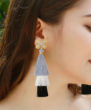 Load image into Gallery viewer, Loose Pink Coloured Glaze Tassle Butterfly Drop Earrings