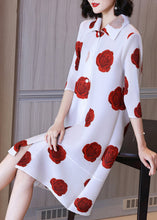 Load image into Gallery viewer, Loose Pink Peter Pan Collar Print Button Shirt Dresses Long Sleeve