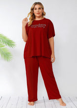 Load image into Gallery viewer, Loose Red T Shirt Tops And Pants Patchwork Cotton Two Piece Set Pajamas Summer